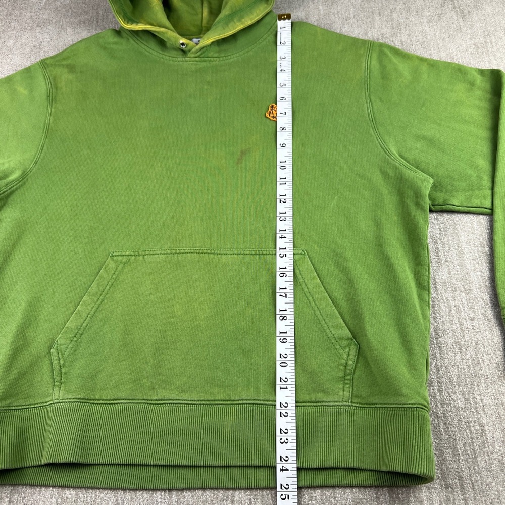Kenzo Tiger Crest Hoodie Mens Large Green Pullover Streetwear Bleached Hood - Picture 5 of 9